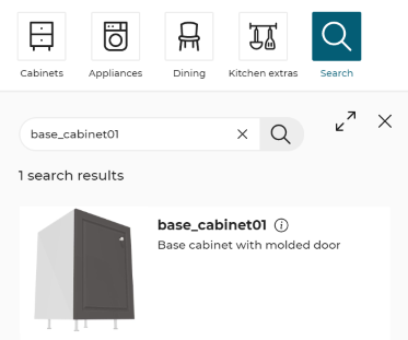 Insert cabinet in the Kitchen Planner