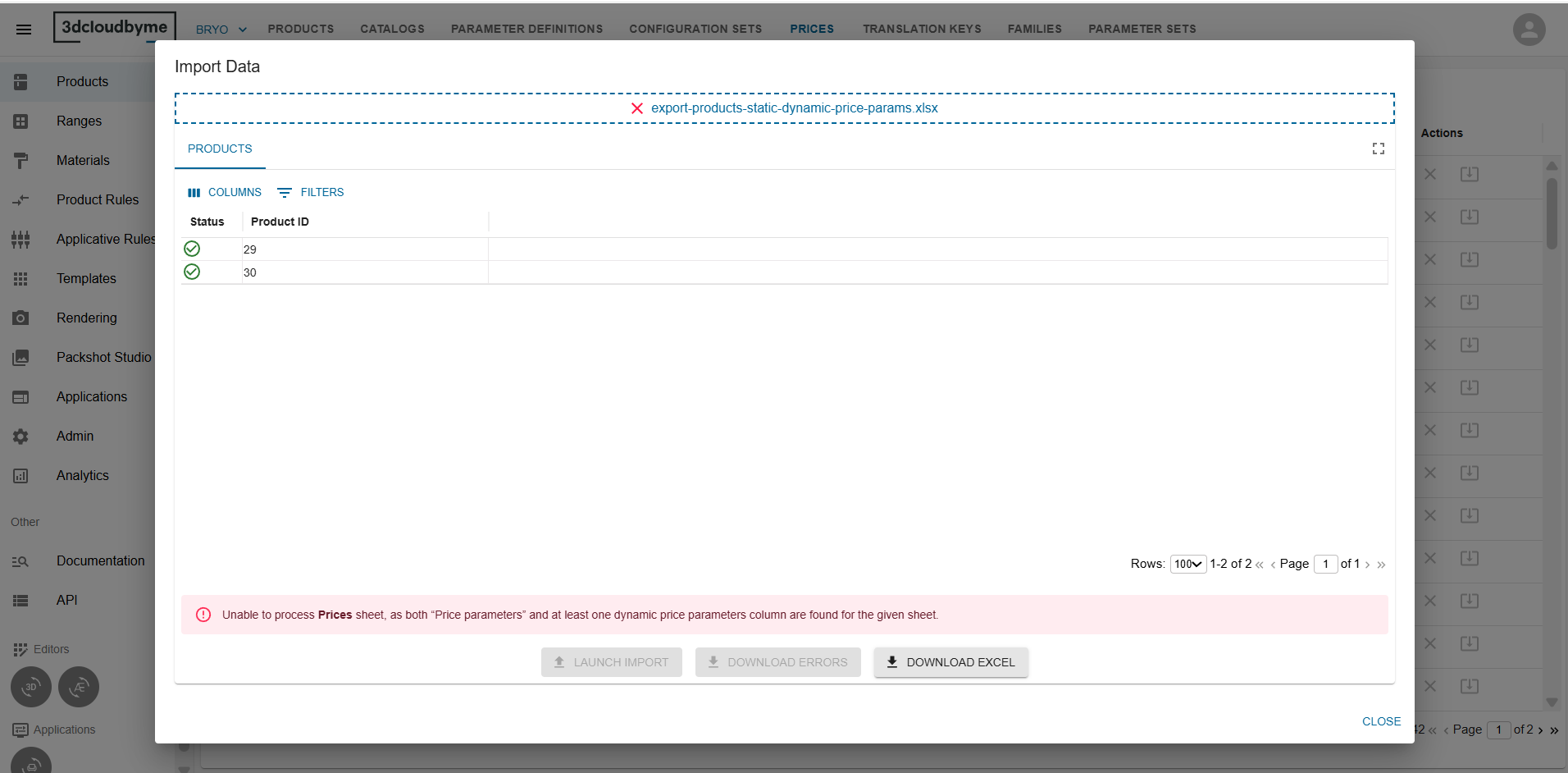 Price import static dynamic price params