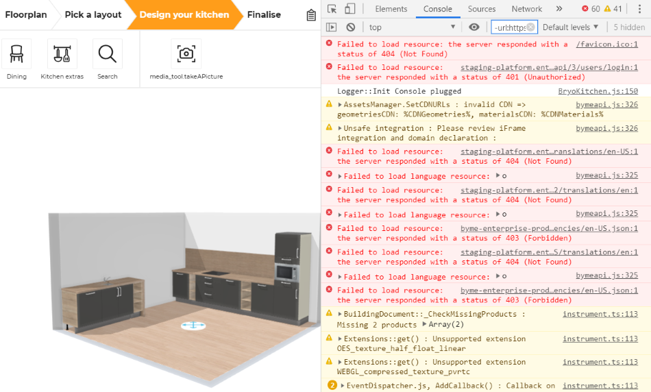 Error messages in the console